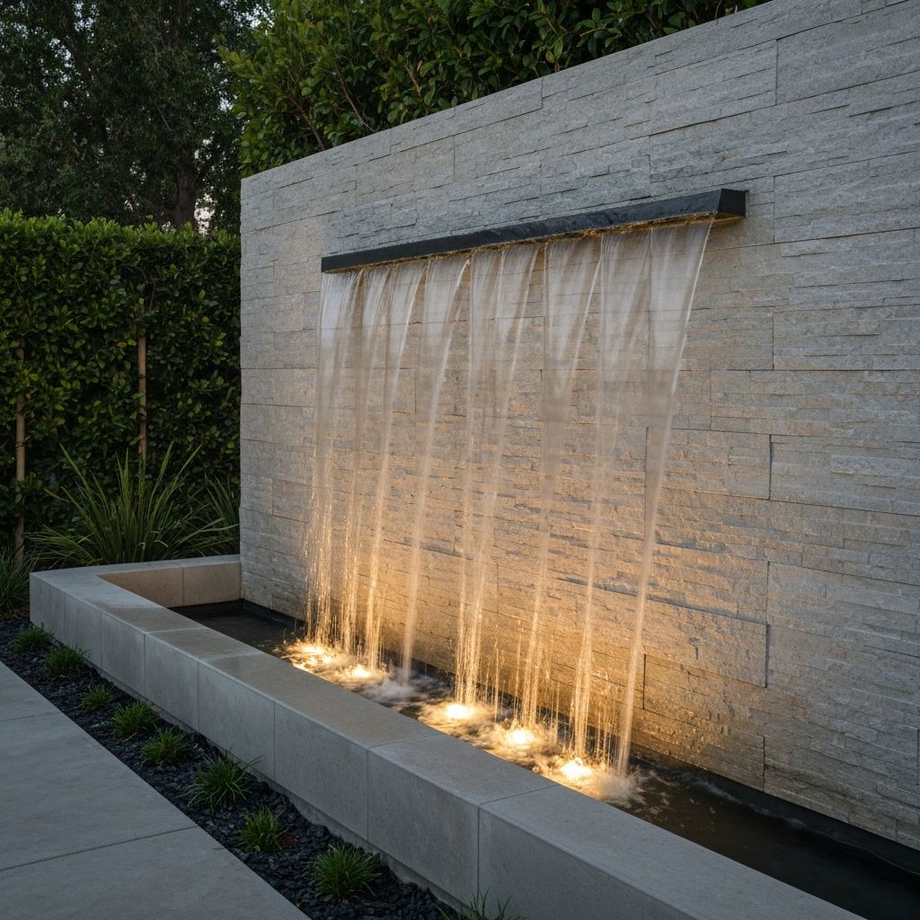 Natural stone water feature and tranquil garden design in Palo Alto